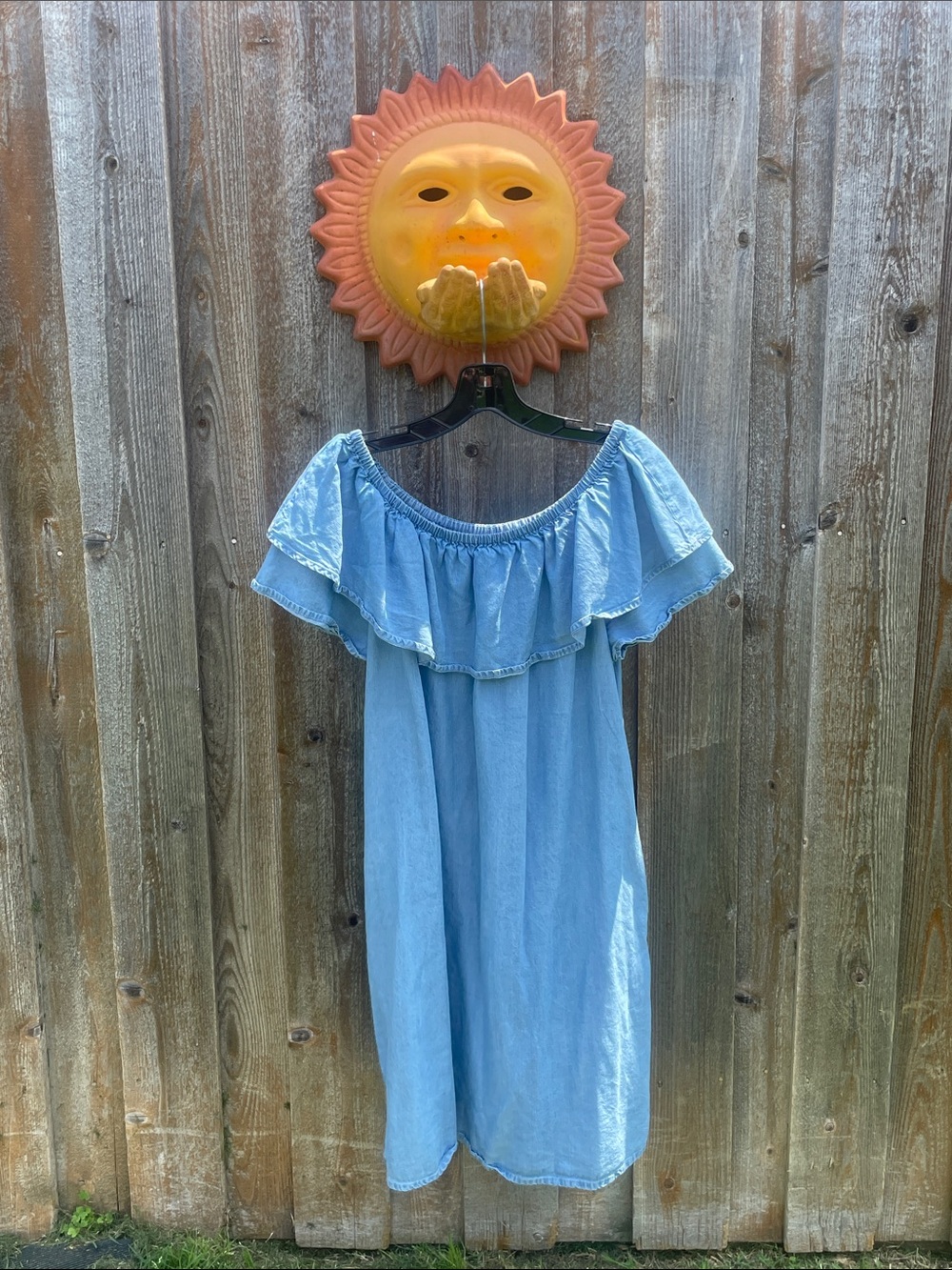 Tommy Hilfiger Light Blue Off-Shoulder Ruffle Mini Dress